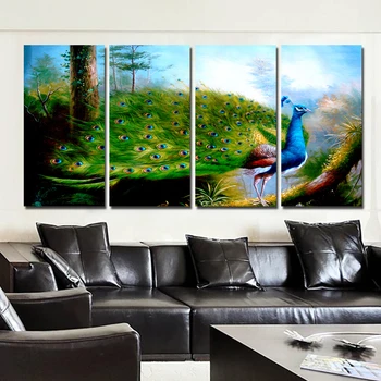 

4 pcs set Peacock Painting Modern Home Wall Decor Canvas picture Art HD Print Painting Canvas art No frame