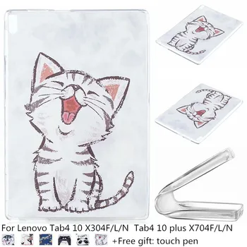

Tablets Cartoon tpu soft Case For Lenovo Tab 4 10 TB-X304L TB-X304F/N TAB4 10 plus TB-X704F/N/L 10.1'Soft TPU Cover Shell + pen