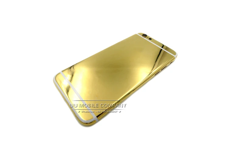 1 шт. отличное качество задняя крышка шасси задняя дверь для iphone 6 24K золотой корпус Батарейная дверь средняя рамка с логотипом+ кнопки