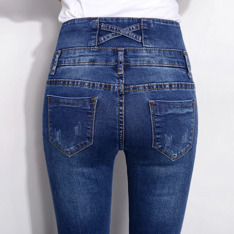 {Guoran} узкие брюки женские новые джинсовые светло-голубые джинсы женские Большие размеры 34 леди с высокой талией брюки Femme Джинсы Леггинсы