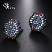 LXOEN Геометрия Многоцветный Циркон Серьги для женский, черный пистолет Винтаж панк Ear коты Малый серьги Модные украшения подарок