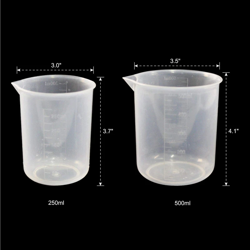 5 шт прозрачный пластиковый градуированный цилиндр, 10,25, 50100250 мл, с 2 пластиковыми Beakers и 1 цилиндрическая щетка