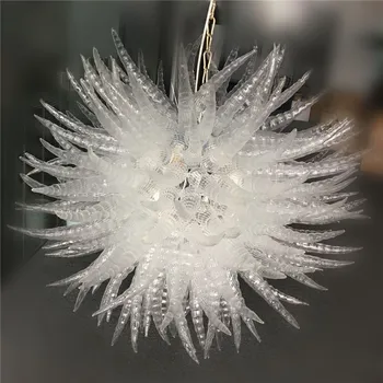 

36 Inches Transparent Glass Chain Pendant Light Custom Spirals Crystal Chandelier Lighting for Home Hotel Restaurant Art Decor