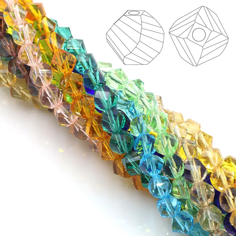 

ZHUBI 100pc 6mm Charms Crystal Beads Loose Glass Faceted Craft Clear Square Beads for Jewelry Making Womens Bracelet accessories