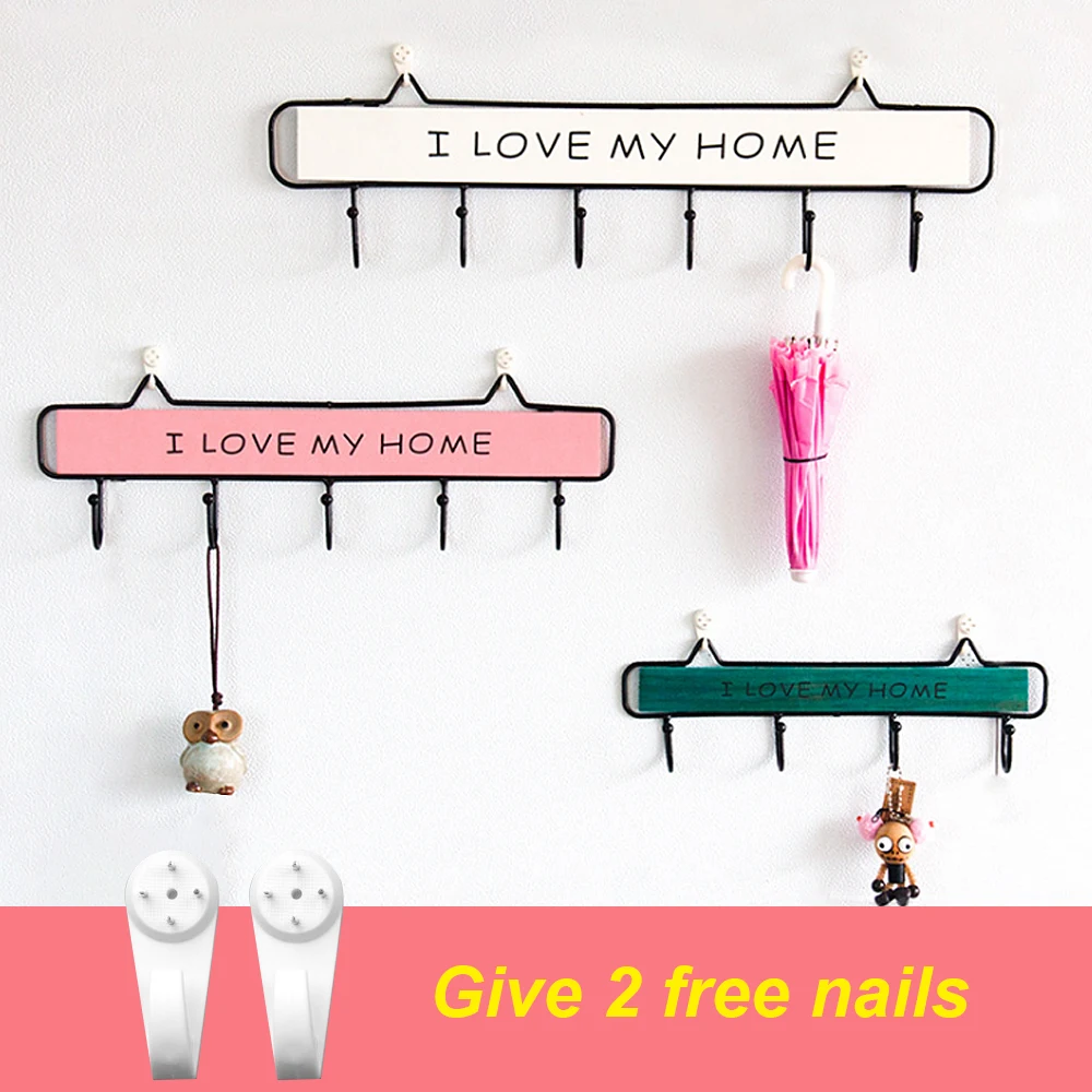 4/5/6 крючков для ключей деревянный железный крючок Вешалка настенное крепление стеллаж для хранения для двери стены Ванная комната деревянный сумка вешалка для одежды