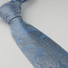 Для мужчин костюм Галстуки Дизайн Комплект синего цвета с серой Пейсли Галстук Формальное Галстук 8 см Сорочки выходные для мужчин свадебные галстук Gravatas Corbata