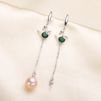 

DIY Pearl Drop Earrings Settings S925 Sterling Silver Pearl Earrings Findings Swan Design Earrings Components Silver&Gold Color