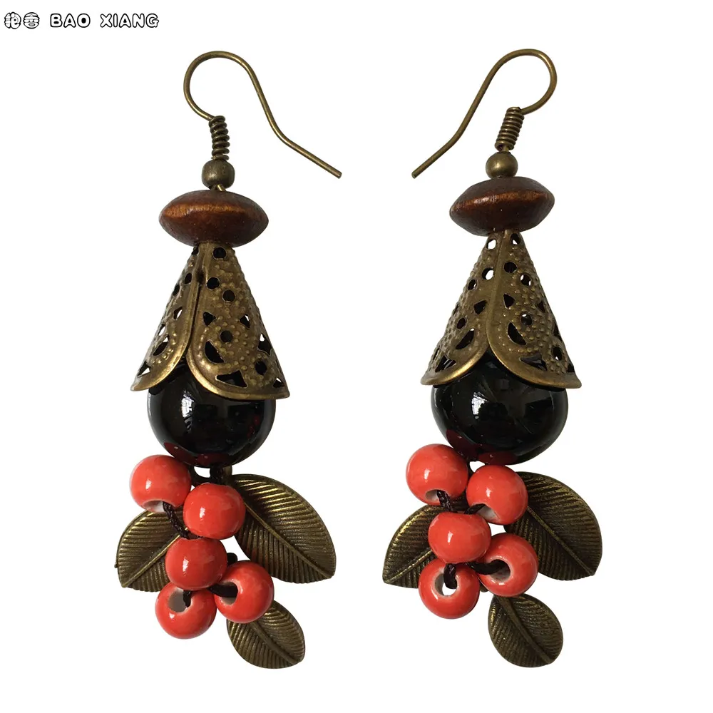 Fashion Chinese Ethnic Jewelry Restore Ancient Bronze Ceramics Beaded