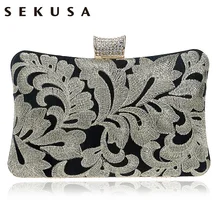 Sekusa Винтаж Вышивка клатч Diamonds Luxurious Для женщин Вечерние сумки цепи плеча Кошелек вечерняя сумочка; BS010 для вечернее платье-мешок