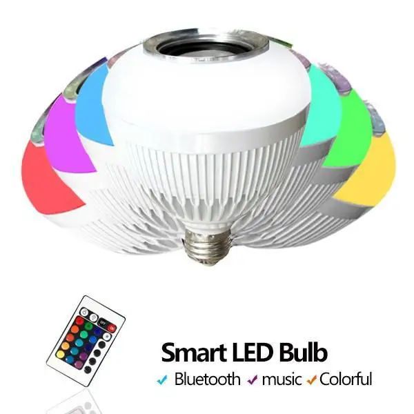 Беспроводной bluetooth led Динамик лампы Музыка RGB светодиодные аудио E27 играет музыка
