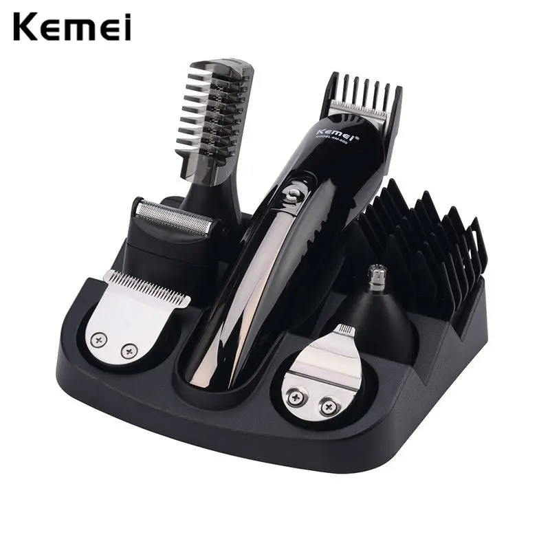 Kemei km-600 в 1 бритвенный станок Barbeador триммер для бороды перезаряжаемая машинка для стрижки волос электрическая бритва для носа бритва со светодиодным индикатором