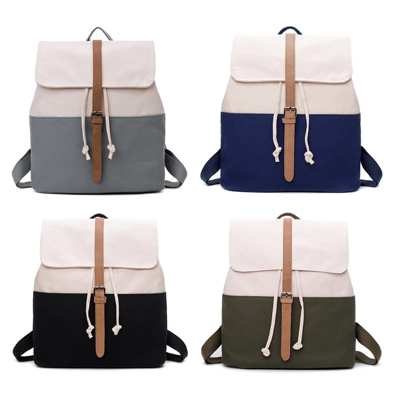 Buy THINKTHENDO Drawstring Flap Contrast Canvas School