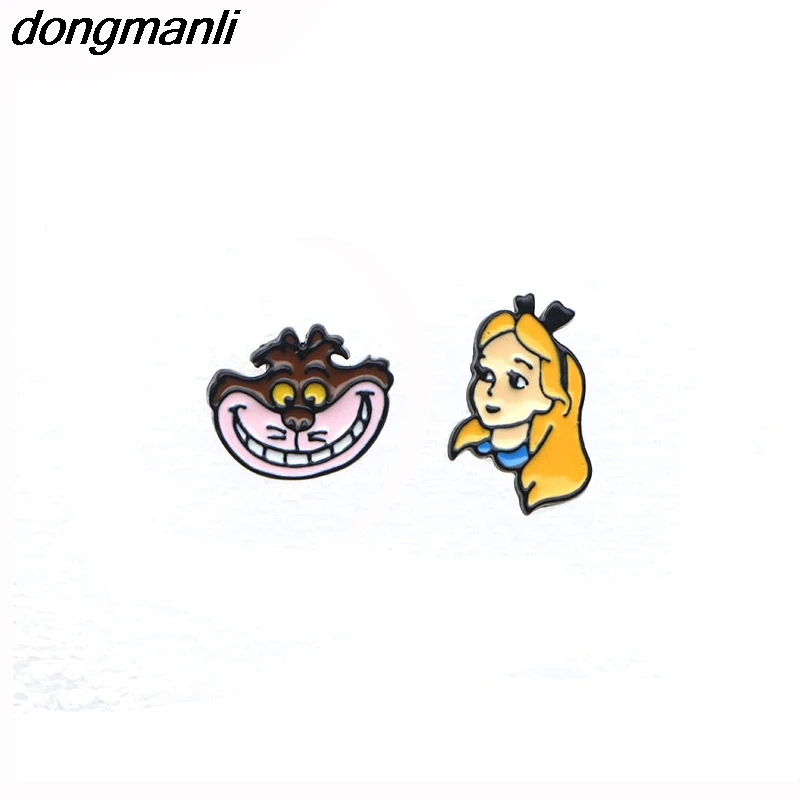 

WS1080 Dongmanli Alice in Wonderland Princess Cat Fashion Cartoon Stud Earring Cute Earrings For Women kids Ear Studs