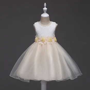 

Fancy Knee Length Wedding Dresses for Children 3 To 10 12 Years Jacquard Patchwork Dress Wedding Blue Purple Hot Pink and White