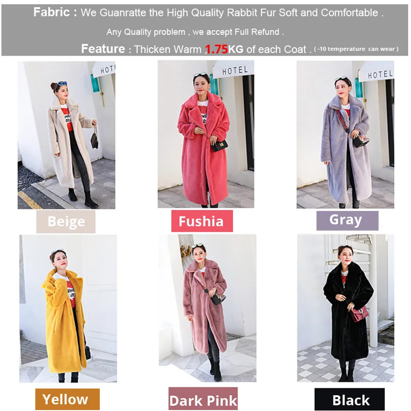 Nagodo Faux Rabbit Fur Coat 2018 Winter Long Mink Fur Coat Women Loose OverCoat Luxury Thicken Warm Oversize Female Plush Coat
