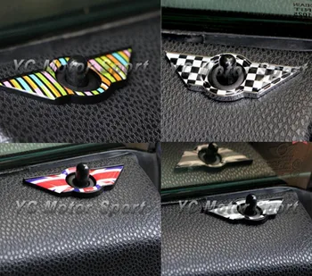 

16mmx2pcs Car Door Pin/Lock Sticker Door Metal Chrome Stickers Wings Modified Decoration UK flag For MINI Cooper R50 R52 R53 R55