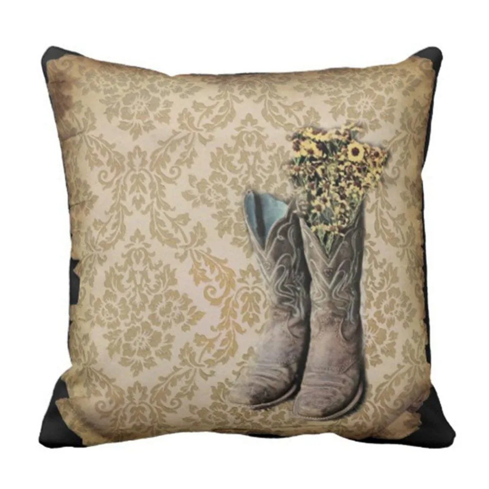 

Pillow Cover 45*45 Linen Pillow Cases For Wedding 4PC Super Soft Western Country Cowboy Barn Colorful Tribe 18x18 Inch L528