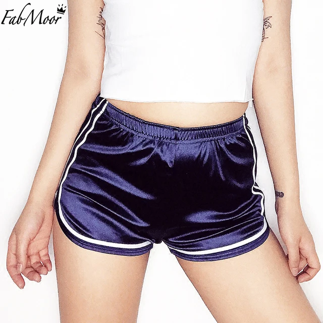 Lady's Elastic Satin Running Shorts Silky Fabric Yoga Dance Shorts