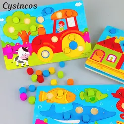 CYSINCOS 3D деревянные пазлы цвет познавательная доска дети развивающие Монтессори игрушки детская головоломка мультфильм матч игры подарок