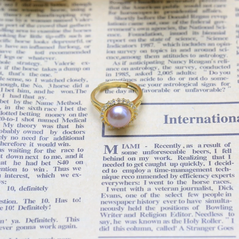 BaroqueOnly Мода 2018 г. жемчужное кольцо ювелирное изделие из золота Цвет Круглый кольцо пресноводный жемчуг кольца 925 пробы Серебряное для женщин