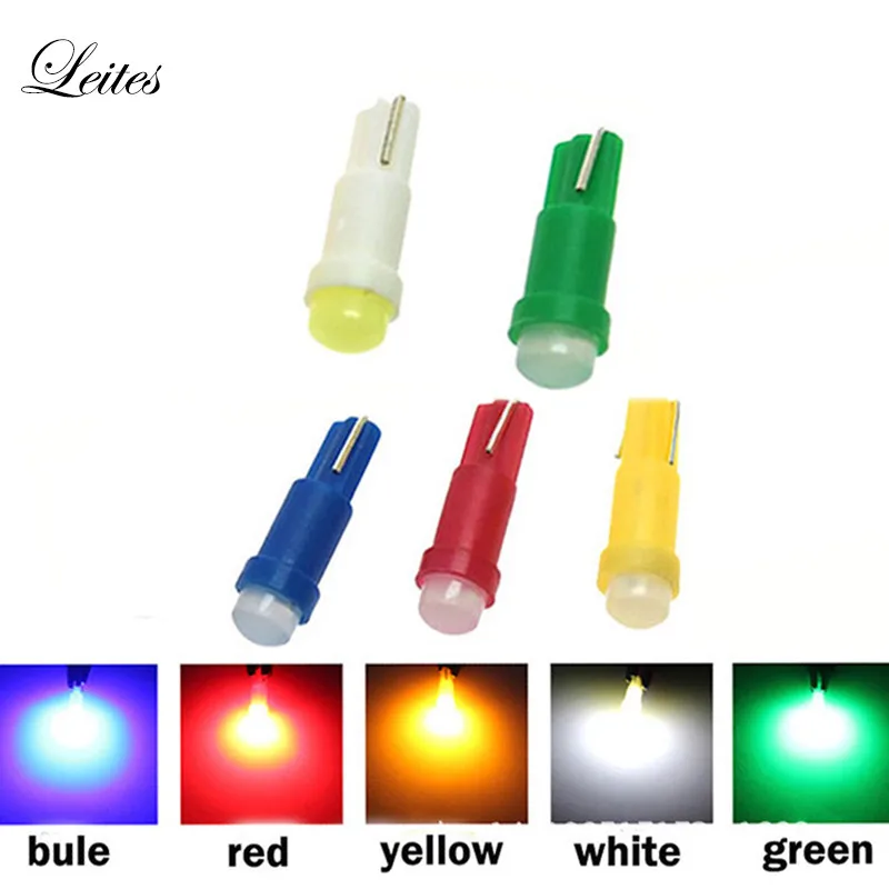 T5 Car Styling Cob 1 Smd  Led Car Door Wedge Reading Lamp Automobile Dashboard Light Instrument Bulb 12V .09