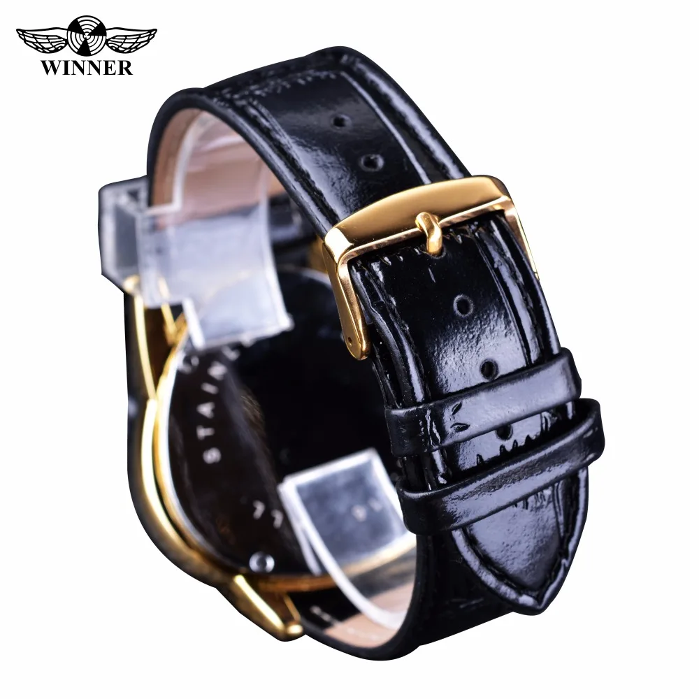 Winner Steampunk Fashion Triangle Golden Skeleton Movement Mysterious Men Automatic Mechanical Wrist Watches Top Brand Luxury mechanical watch