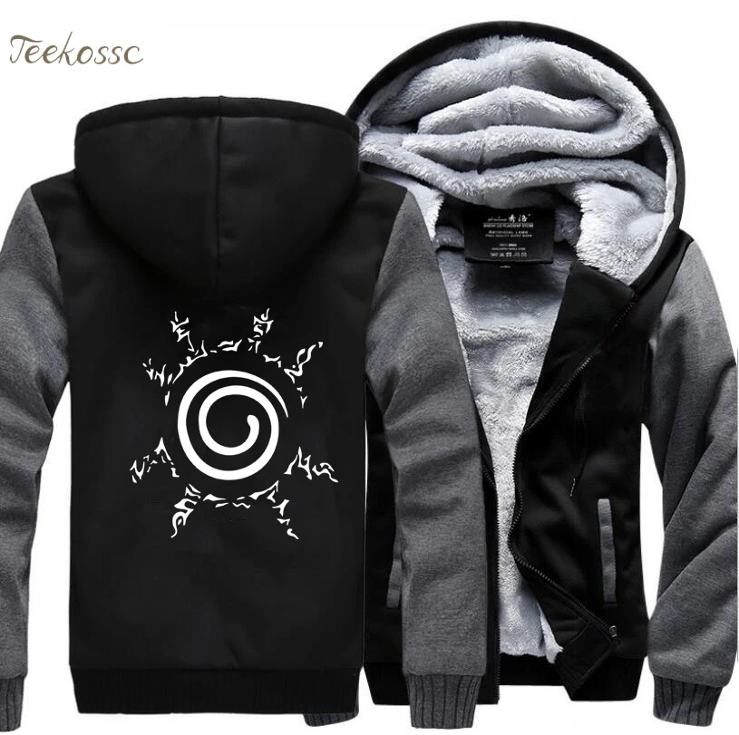Japan Anime Sweatshirts Naruto Uzumaki Naruto Harajuku Sweatshirt Hoodie Men 2018 Winter Warm Male Fleece Zipper Thick Hoodies