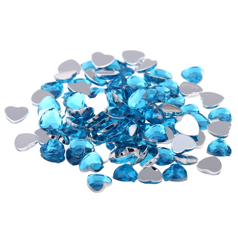 18 aquamarine 8 мм 5000 шт. в форме сердца драгоценные камни плоские краны Flatback нормальные цвета Акриловые стразы блестящие ремесло DIY наклейки для ногтей украшения - Цвет: 18 aquamarine
