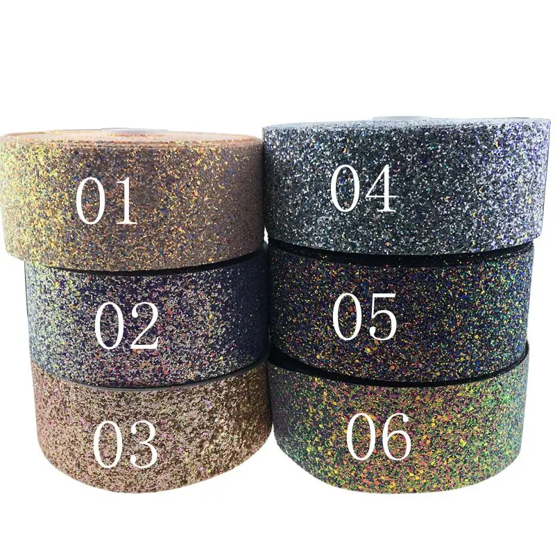 boca ribbon shipping free 3''75mm 1yard Chunky Glitter Ribbon Blingbling Soft Fabric Gift Handmade Material DIY Hairbow