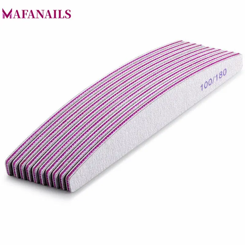 

100PCS Grey Nail File Buffer Sanding 100/180 Professional Zebra Half-moon Disposable Manicure & Pedicure Nail Buffer File TCF 13