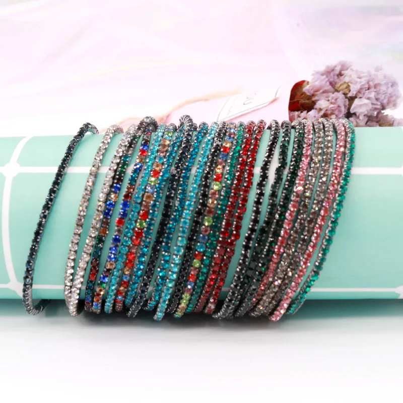 

Hot Sale 5pcs/lot 17cm Round Colorful Glittering Claw Cup Chains Full Rhinestones Bangle Bracelets Girls Jewelry DIY Accessories