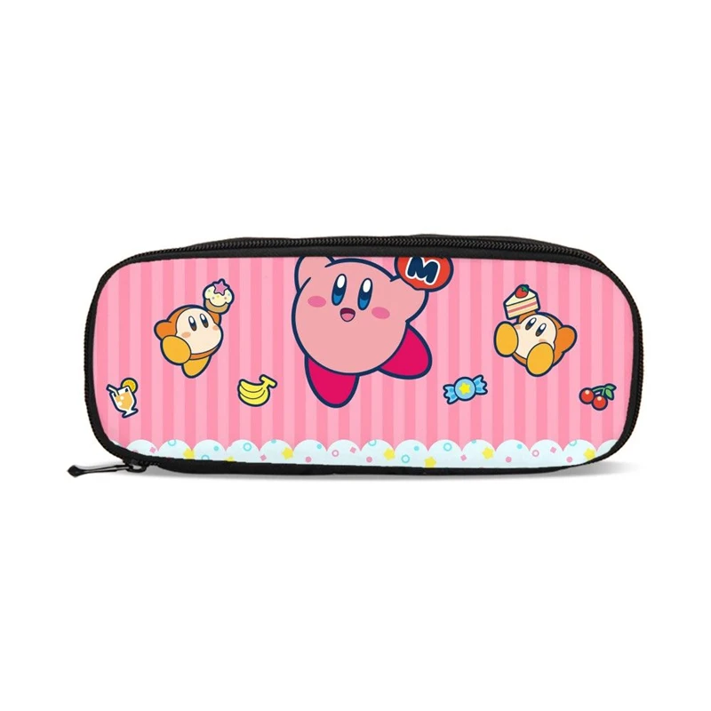 Розовый Детский Пенал Холст Большая ручка коробка Kawaii Кирби печати Организатор женские кошельки студент обувь для девочек милые школьные принадлежности - Цвет: Розовый