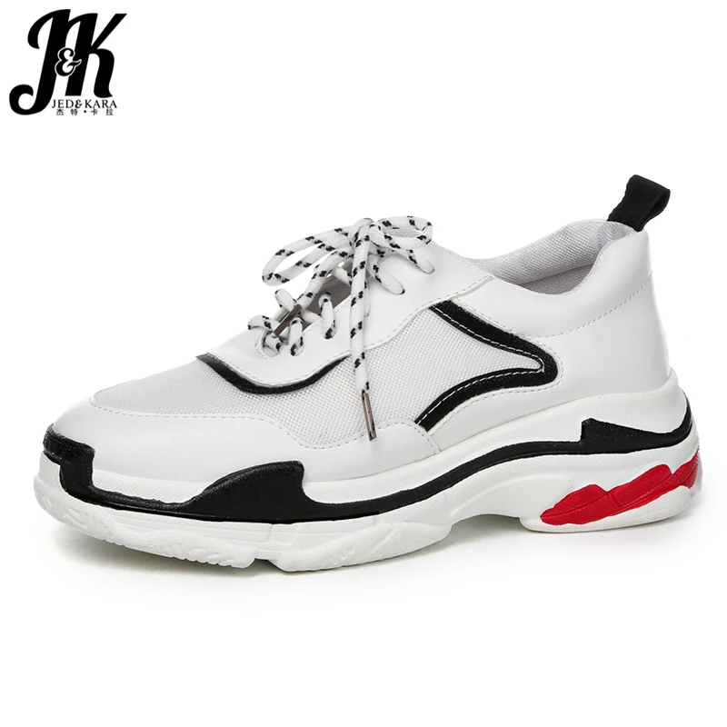 

JK Winter Women' S Vulcanize Shoes Round Toe Mesh Pu Footwear Girl Platform Shoes Casual Female Sneakers Shoes Plus Size 32-46