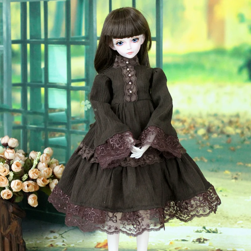 

Princess Brown Cotton Western-style Dress 1/3 1/4 BJD Doll Clothes Clothing MSD SD BJD Clothes Doll Accessories Toys For Girls