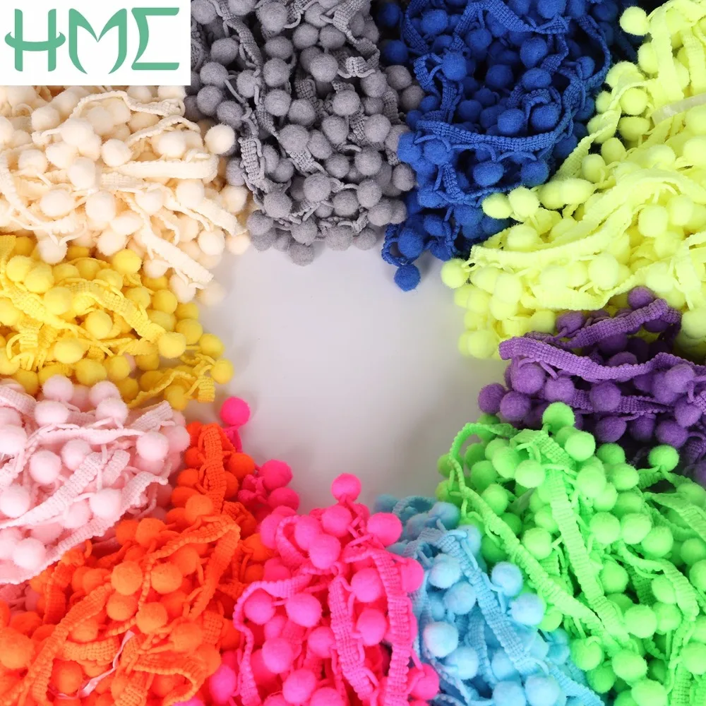 

New Arrival 5Yards/Lot 20MM Pompon Trim Ball(10mm) Fringe Ribbon Lace for DIY Sewing Child Dress Accessory Home Party Decoration