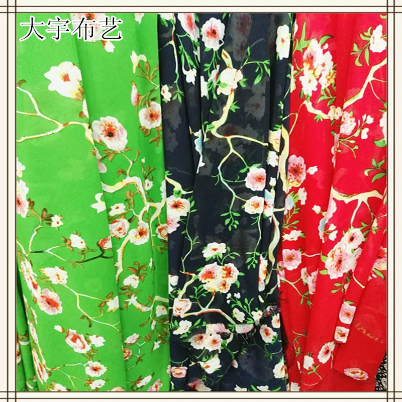 

The new branch printing chiffon fabric spring ladies dress shirt garment fabric in Bohemia