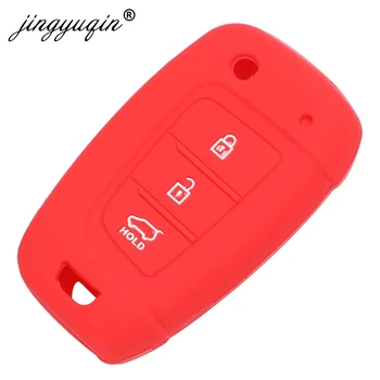 Keyforkess custodia per chiave a vibrazione per auto in Silicone per Hyundai Elantra Solaris 2016 2017 2018 3/4 pulsanti pieghevole coperchio chiave a distanza - Jingyuqin custodia per chiave a vibrazione per auto in Silicone per Hyundai Elantra Solaris 2016