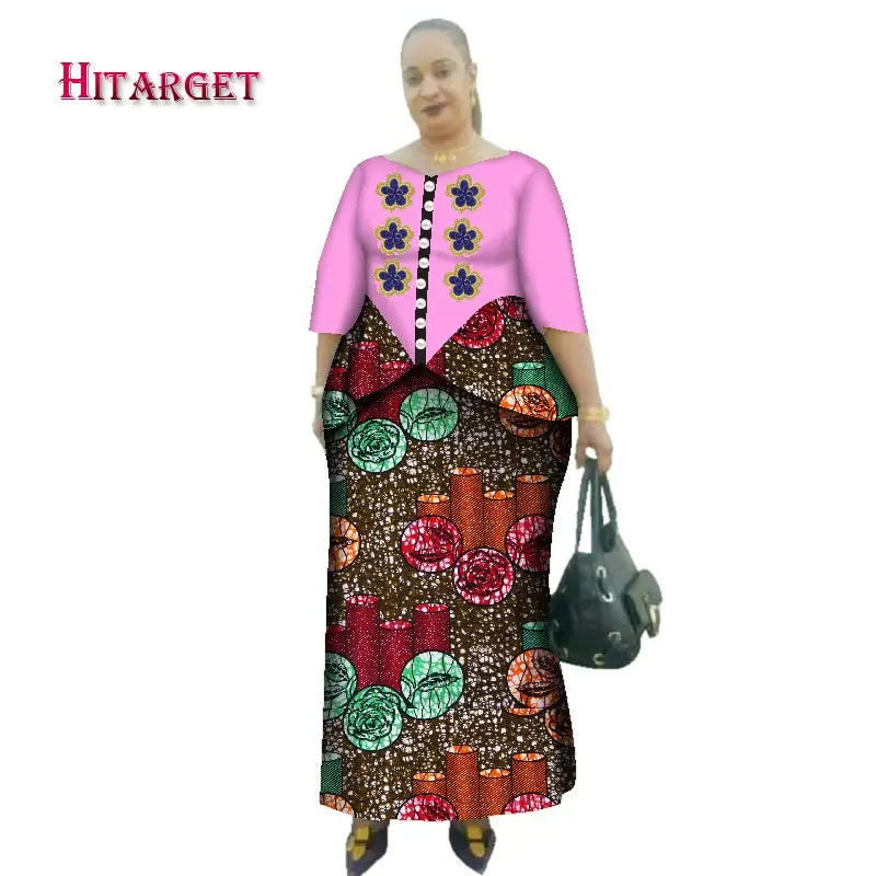 Hitarget, новинка, африканская восковая одежда с принтом для женщин, Дашики, традиционный хлопковый топ, юбка, набор из 2 частей, Дашики, платье, WY2638