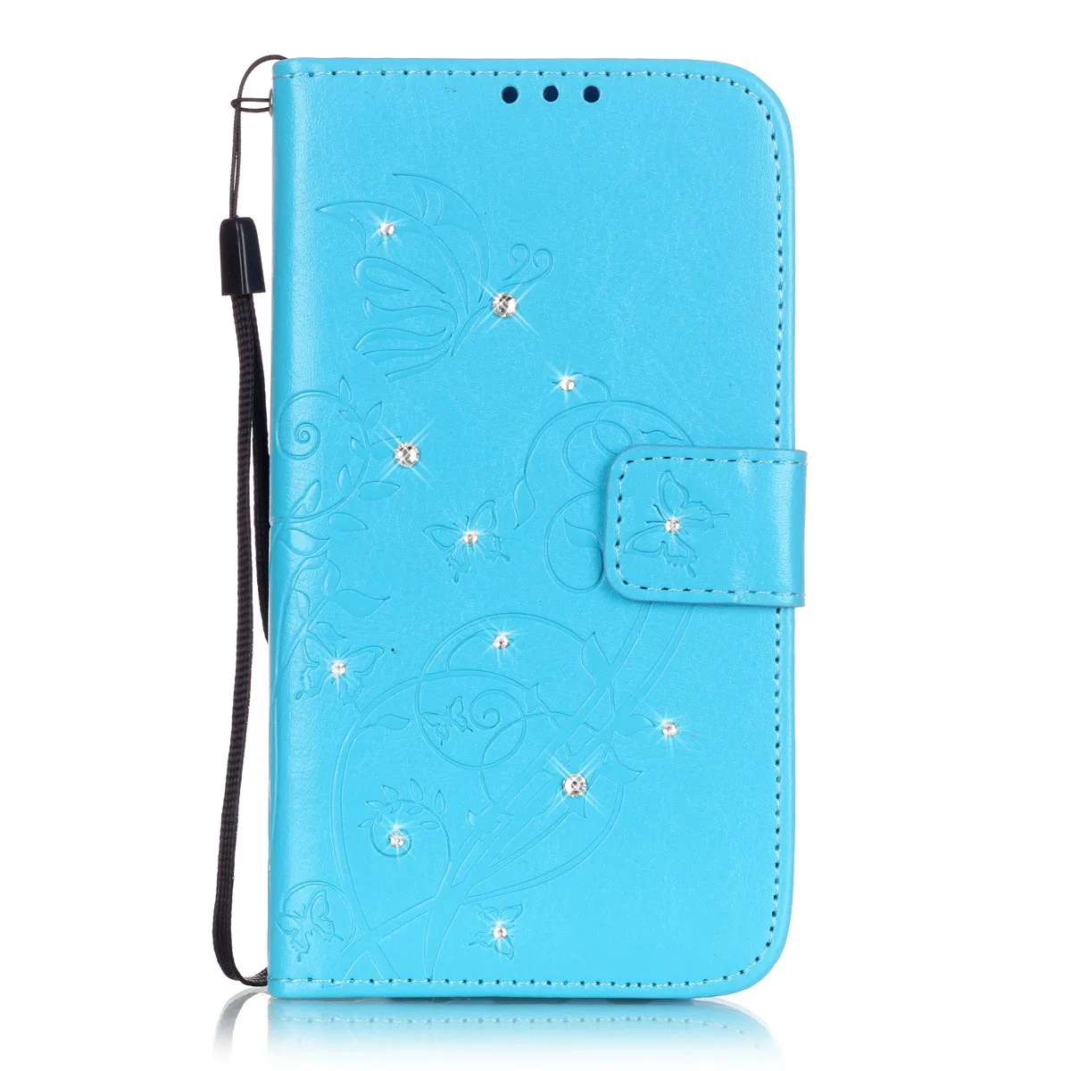 Sky blue Флип Чехол Для samsung Galaxy J2 J 2 J200 J200H J200M J200Y SM-J200H SM-J200M SM-J200Y SM-J200G с бриллиантами и ремешком из натуральной кожи чехол для телефона - Цвет: Sky blue