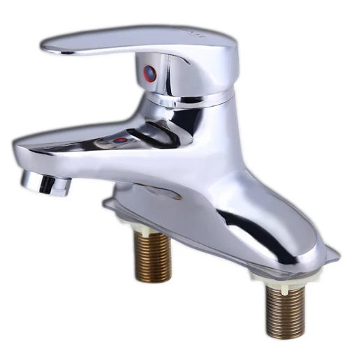 

Free shipping polished chrome bathroom faucet with dual hole single handle basin sink faucet from senducs sanitary ware