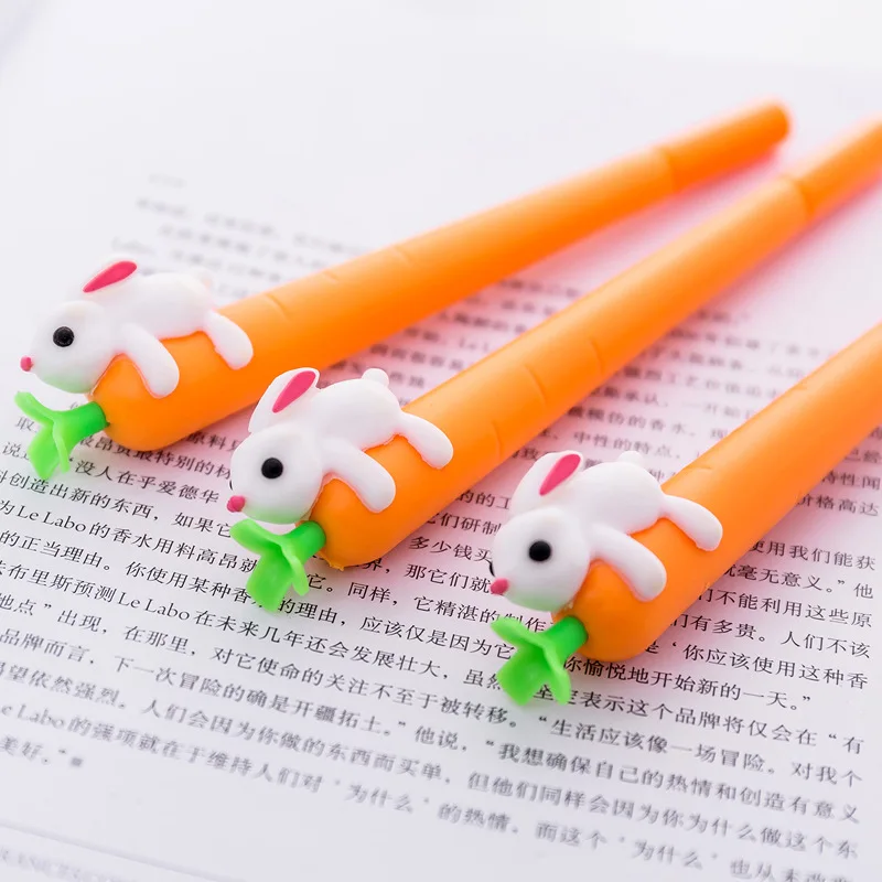 

2pcs Korean Stationery Creative Carrots Rabbit Gel Pen 0.5mm Black Ink Pens School Office Supplies