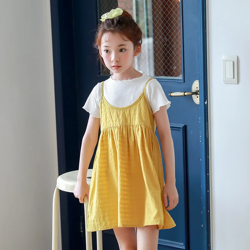 yellow sleeveless baby dress girl summer 2018 sundress kids tops