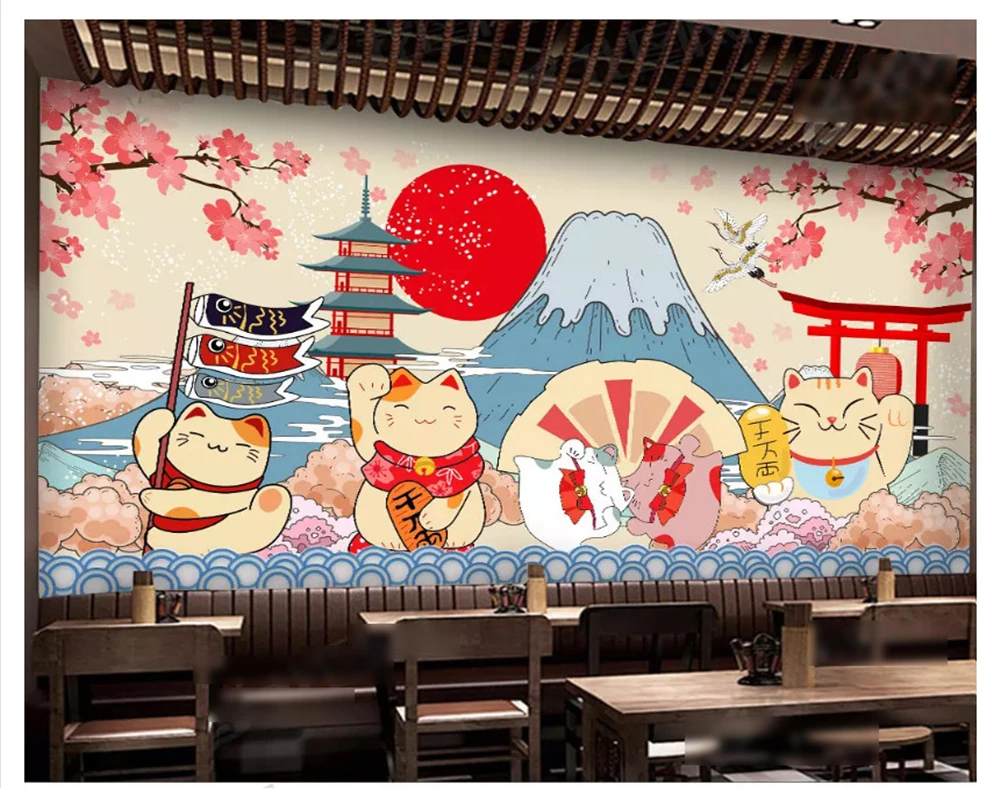 

Beibehang модная классическая декоративная живопись, Настенная бумага в японском стиле, красивый фон с едой, декоративная живопись, 3d обои