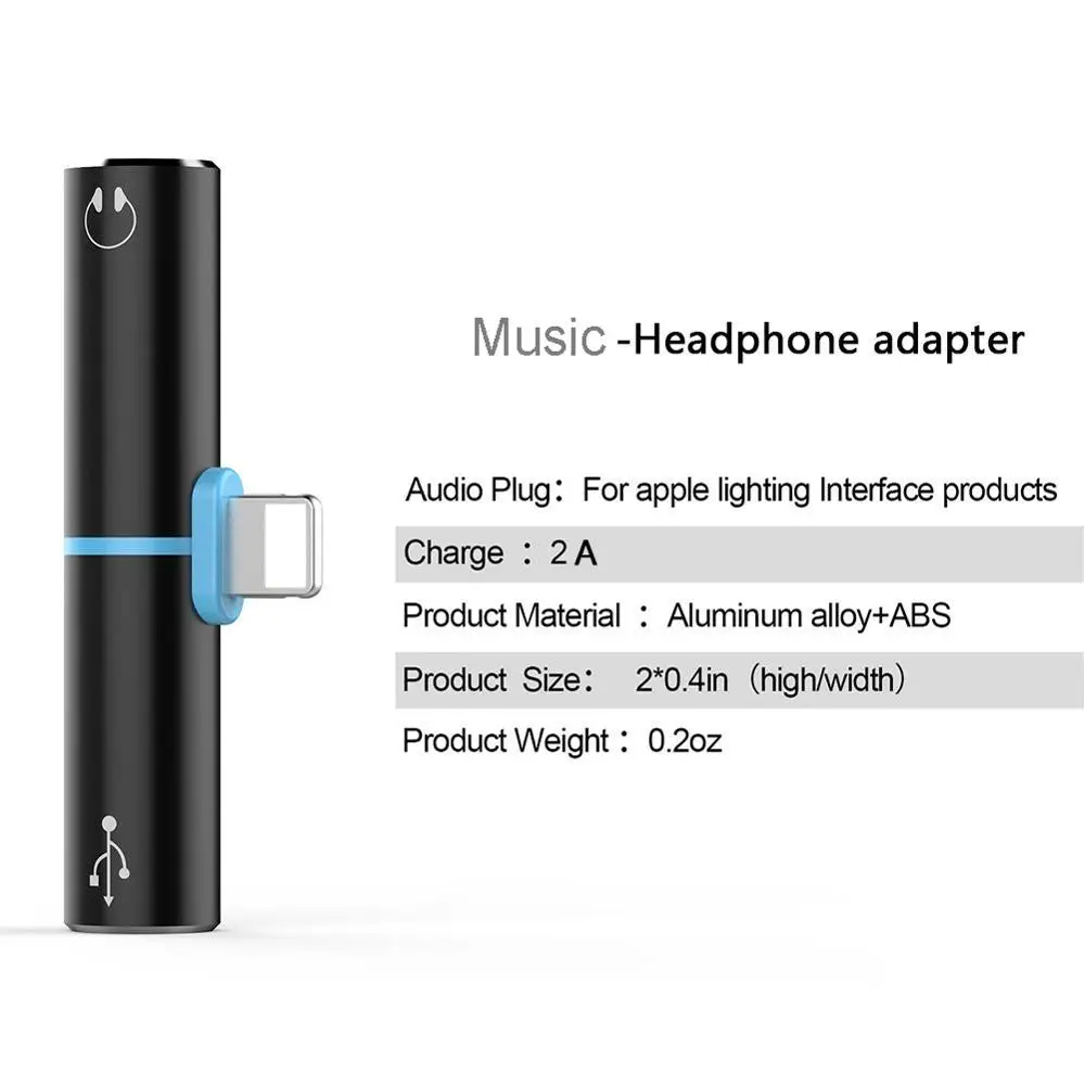 2 in 1 Adapter For iphone 7 8 plus X 10 For lightning Charging Adapter Cable Audio 3 5mm Music Earphone Adapter Headphone Jack