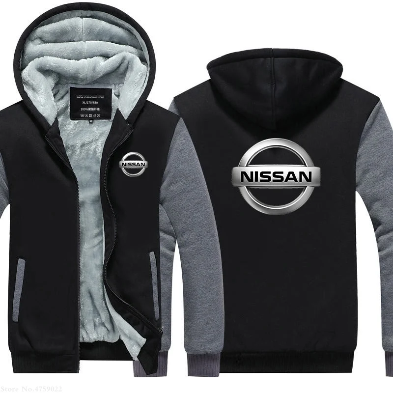 Мужские зимние толстовки Nissan, мужская толстовка с капюшоном, пальто на молнии, спортивный костюм, зимние утолщенные теплые куртки - Цвет: 4