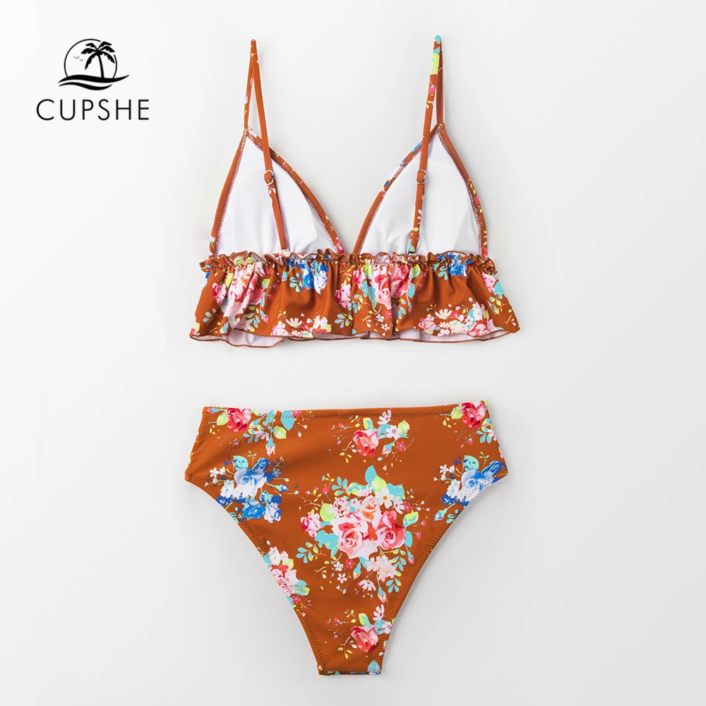 CUPSHE карамельные цветочные цветы плиссированные бикини наборы женские