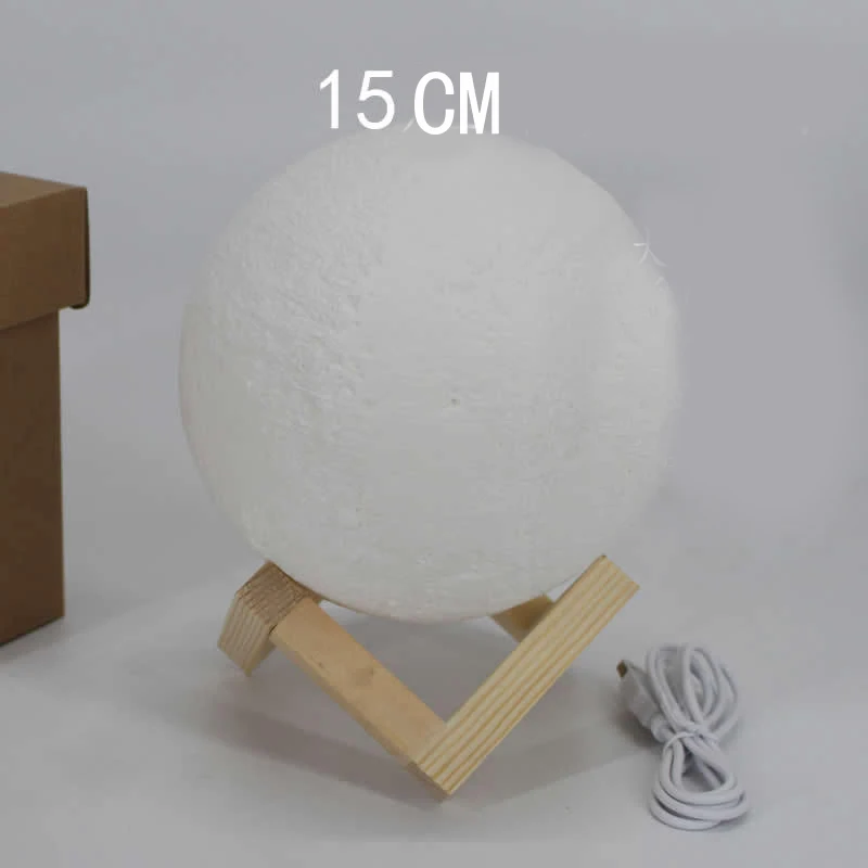 3D печать Луна креативные ночные светильники сенсорное управление яркость два цвета настольная лампа в романтическом стиле домашний декор 8 см-20 см usb зарядка - Цвет абажура: dia 15cm