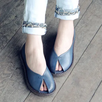 

Tayunxing handmade shoes genuine leather slip-on leisure casual comfort women pumps low heel wedges 3049-8