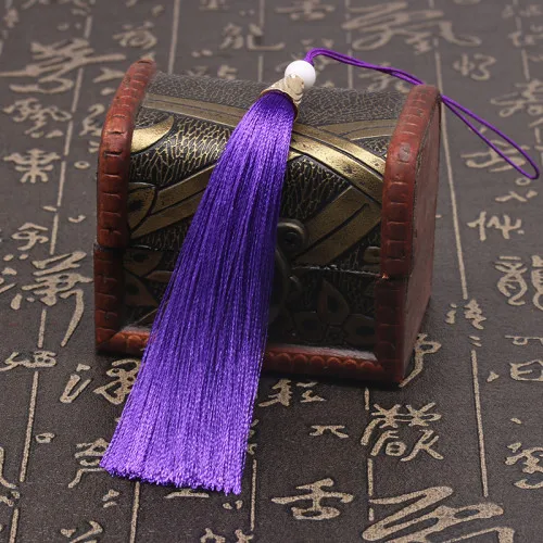 20cm Polyester Silk Beaded Tassels Earrings Charm Pendant Satin Tassel for DIY Crafts Jewelry Making Findings Materials - Цвет: Purple 2pcs