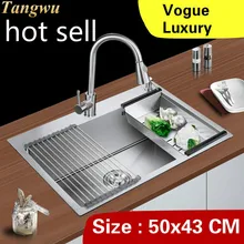 Домашняя Роскошная маленькая кухонная ручная раковина одинарная мойка высокой емкости мойка овощей 304 нержавеющая сталь 500x430 мм